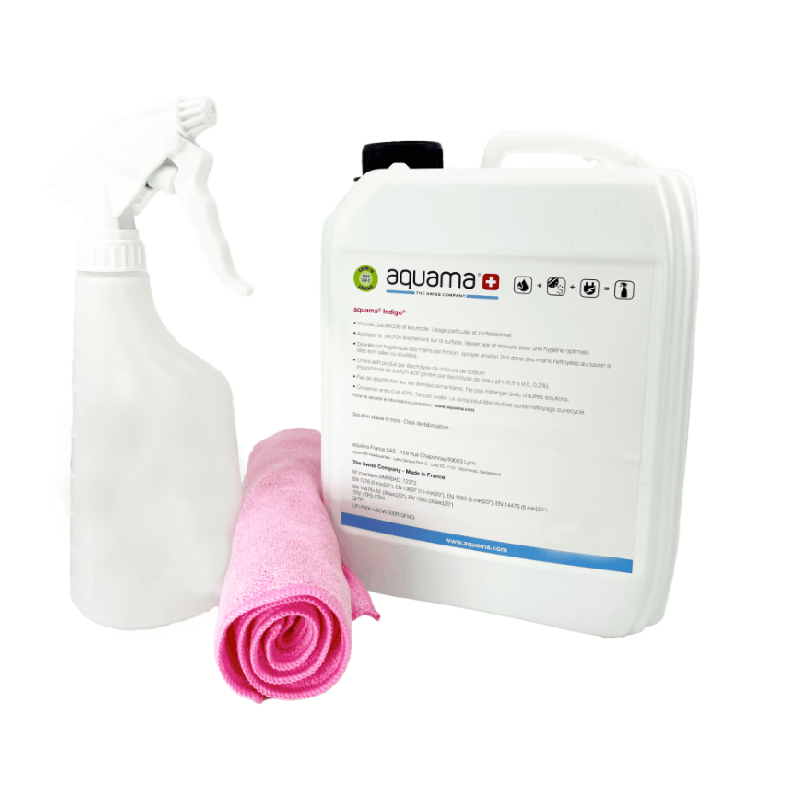 Pack découverte 1 bidon de 5 litres aquama indigo 1000ppm + Offert : 1 pulvérisateur 600 ml + 1 microfibre + 1 robinet doseur…