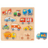 Puzzle à encastrer en bois avec bouton véhicule  - Papouille