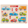 Puzzle à encastrer en bois avec bouton station de service  - Papouille
